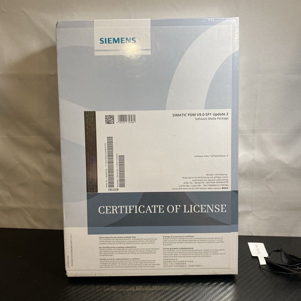 6ES7658-3GX58- 0YT8 Siemens PDM  Version‎ 9.0 SP1  CERTIFICATE OF LICENSE
